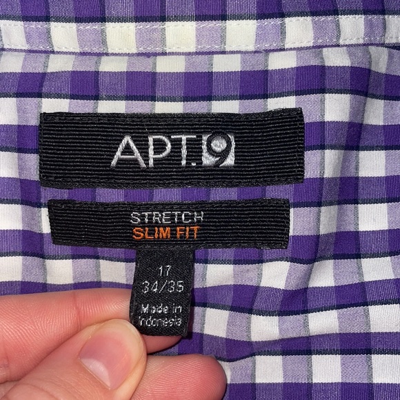 Apt. 9 Checked Poplin Button down Shirt - 17 34/35 - Picture 4 of 5
